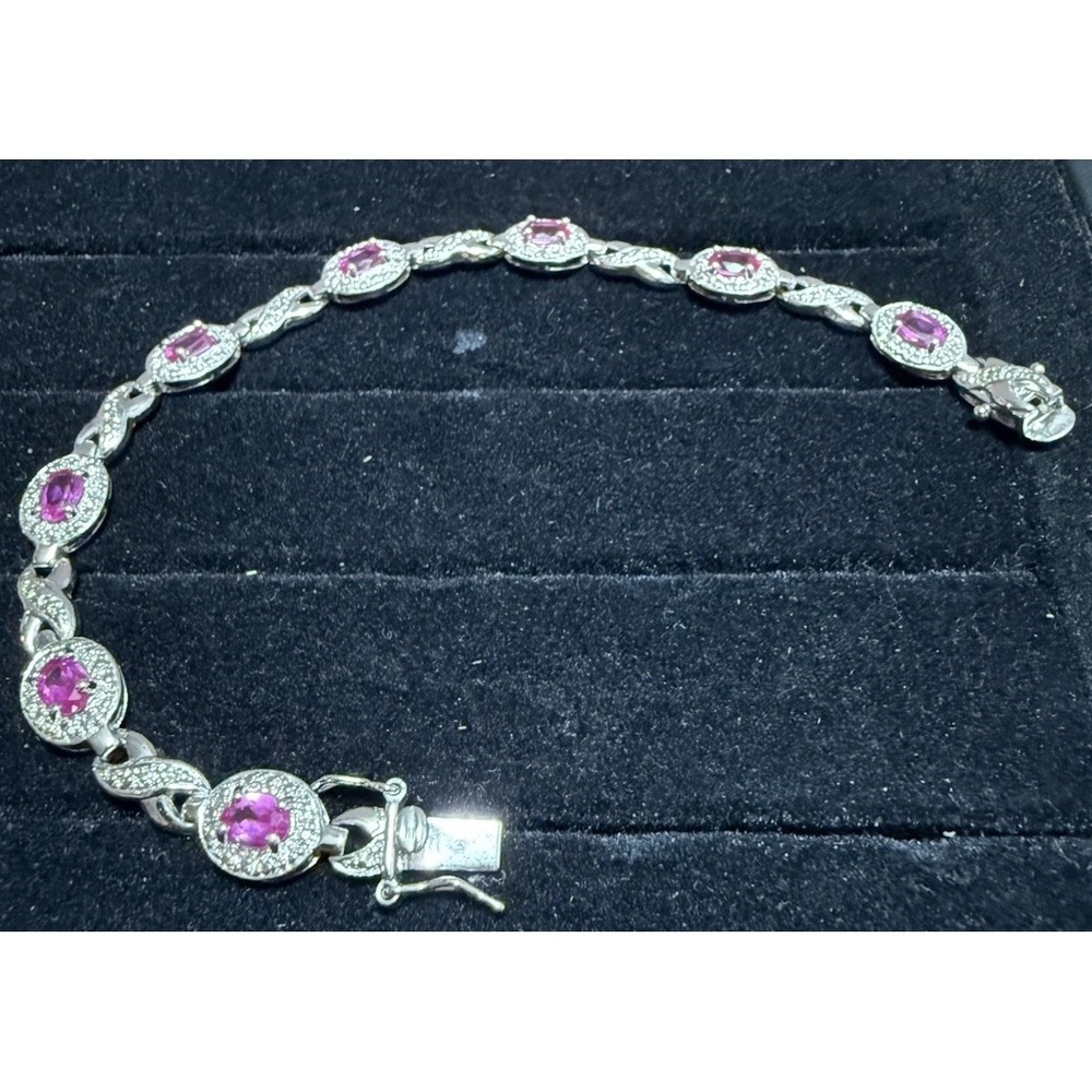 Ross Simon's Sterling Silver Pink Topaz Infinity Link Tennis Bracelet 7.5"